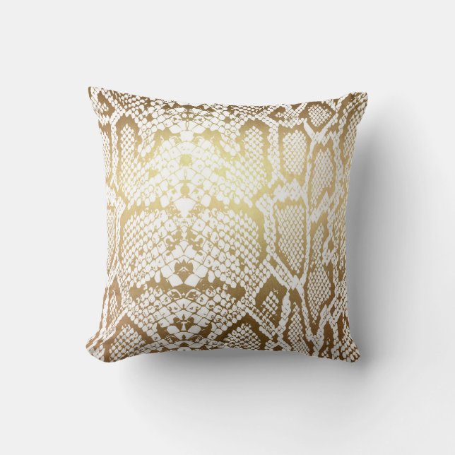 De hedendaagse Golden White Python Snake Skin Kussen (Voorkant)