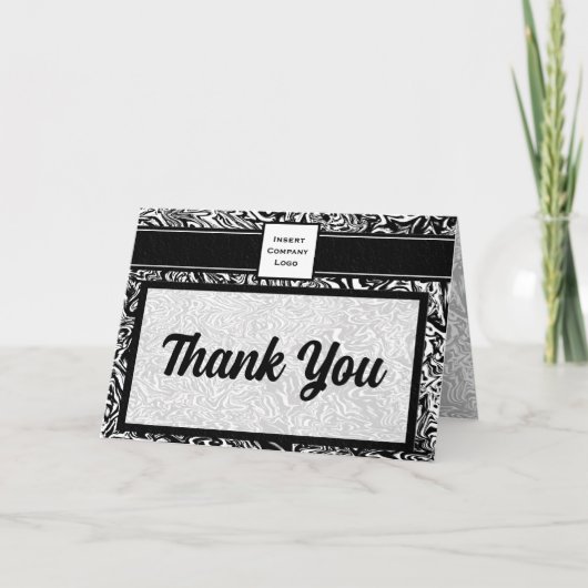 De hedendaagse Golven in het Zwarte Logo Dank u Bedankkaart (Voorkant)