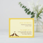 De hedendaagse liefde vogelgeel bruiloft informatiekaartje (Staand voorkant)
