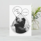 De hedendaagse lijn zwart-wit foto uniek save the date (Staand voorkant)