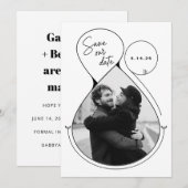 De hedendaagse lijn zwart-wit foto uniek save the date (Voorkant / Achterkant)