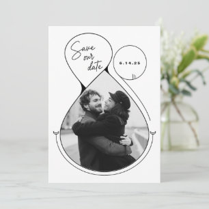 De hedendaagse lijn zwart-wit foto uniek save the date
