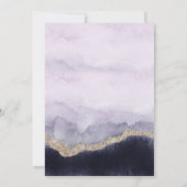 De hedendaagse marine Lavender Marble Gold Wedding Kaart (Achterkant)