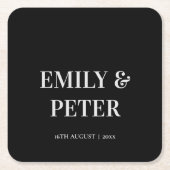 De hedendaagse Minimalistische Zwarte Witte Wedden Kartonnen Onderzetters (Voorkant)