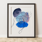 De hedendaagse moderne Abstracte Kunstblauw Navy B Poster