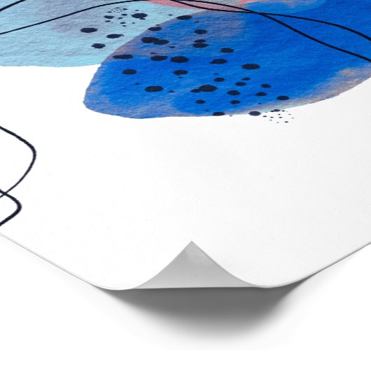 De hedendaagse moderne Abstracte Kunstblauw Navy B Poster (Hoek)