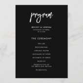 De hedendaagse moderne zwarte bruiloft dubbelzijdi programmakaart (Voorkant)