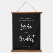 De hedendaagse moderne zwarte bruiloft is welkom hangend wandkleed (Voorkant)