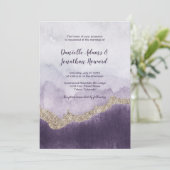 De hedendaagse Paarse Amethyst en de gouden bruilo Kaart (Staand voorkant)