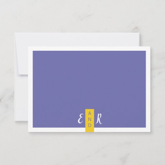 De hedendaagse periwinkle en de gele bruiloft zijn RSVP kaartje (Achterkant)