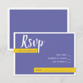 De hedendaagse periwinkle en de gele bruiloft zijn RSVP kaartje (Voorkant / Achterkant)