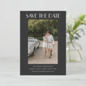 De hedendaagse retroArt Deco Foto Weddenschap Blac Save The Date (Staand voorkant)