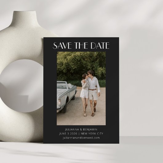 De hedendaagse retroArt Deco Foto Weddenschap Blac Save The Date