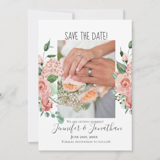 De hedendaagse Roze Roze Uw Foto, sparen de Datum Save The Date (Voorkant)