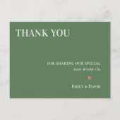 De hedendaagse Sage Green Wedding Love and Bedankt Briefkaart (Achterkant)
