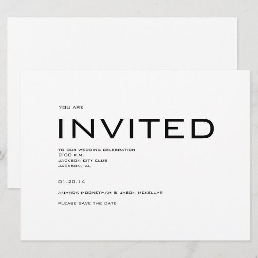 De hedendaagse sparen de uitnodiging van de Datum (Voorkant / Achterkant)