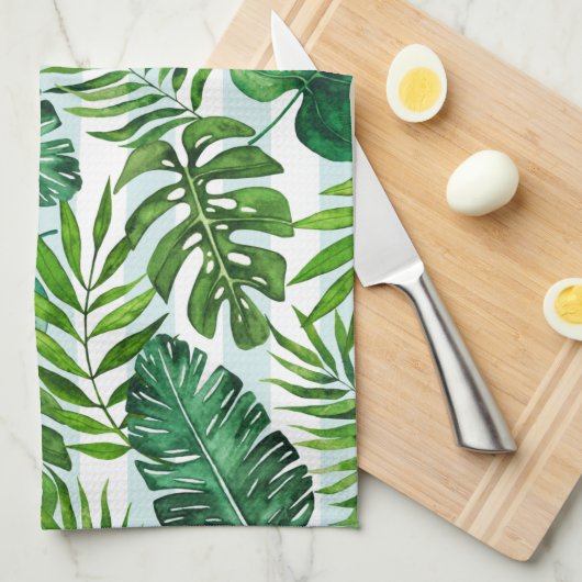 De hedendaagse Waterverf Tropisch laat Groen Theedoek (Quarter Fold)