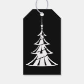 De hedendaagse witte kerstboom op zwarte cadeau T Cadeaulabel (Voorkant)