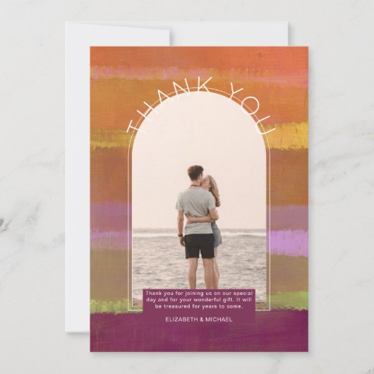 De hedendaagse Zonnevaste roze gestreept FOTO DANK Bedankkaart (Voorkant)