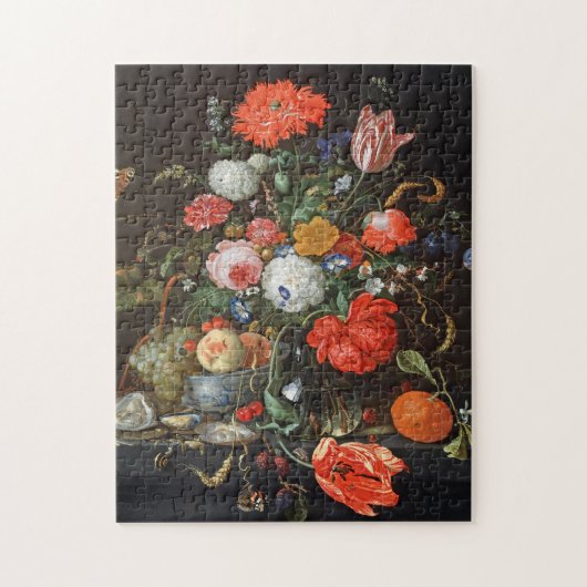de Heem Flowers Fruit Oysters Painting Legpuzzel (Verticaal)
