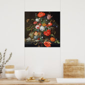 de Heem Flowers Fruit Oysters Painting Poster (Keuken)