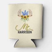 de heer achternaam Rustic Floral Antlers Wedding Blikjeskoeler (Voorkant)