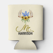 de heer achternaam Rustic Floral Antlers Wedding Blikjeskoeler (Achterkant)