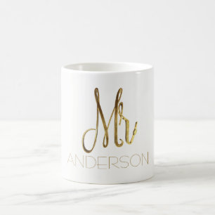 de heer Add Name Mister Gold Elegant Typography Koffiemok