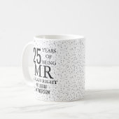 de heer Altijd Right Fun 25th Jubileum Silver Hear Koffiemok (Voorkant links)