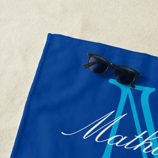 de heer Beach Wedding Hearts in zand Family Monogr Strandlaken (In situ)