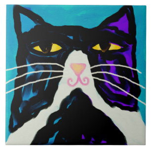 de heer Big Stuff Abstract Cat Painting Tegeltje