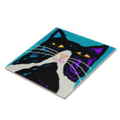 de heer Big Stuff Abstract Cat Painting Tegeltje (Zijkant)
