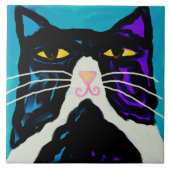 de heer Big Stuff Abstract Cat Painting Tegeltje (Voorkant)