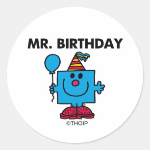de heer Birthday   Happy Birthday-ballon Ronde Sticker
