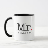 de heer  Black Personalized Wedding Monogram Mok (Links)