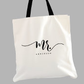 De heer Black White Pas getrouwd Groom Script op m Tote Bag