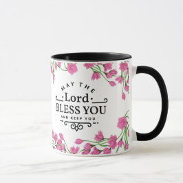 De heer Bless jou en hou je Mok met bloemen