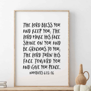 De heer Bless You and Keep you, nummers 6:24-26 Poster