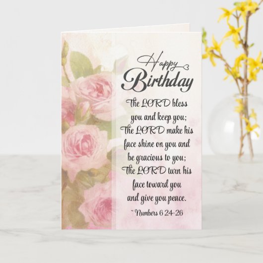 De Heer Bless You Roze Floral Kaart (Gele Bloem)