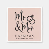 de heer Blush Pink Wedding Servet (Voorkant)