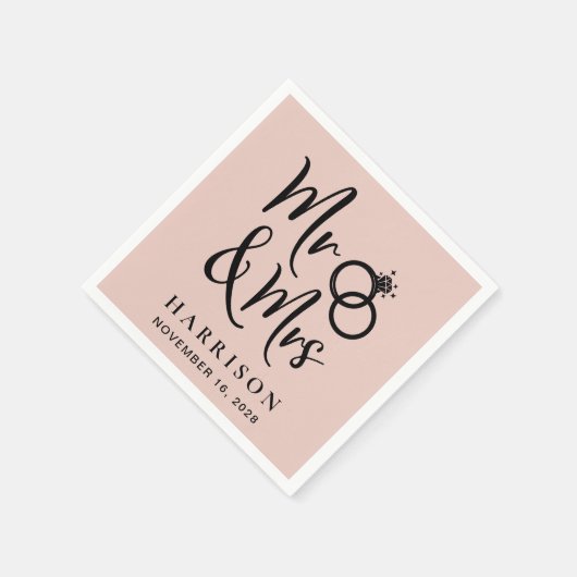 de heer Blush Pink Wedding Servet (Hoek)