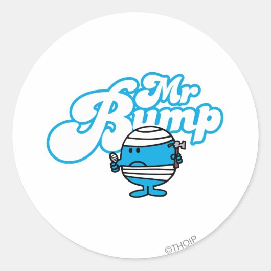 de heer Bump | Bandloopduim Ronde Sticker (Voorkant)