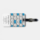 de heer Bump | Blauw patroon Bagagelabel (Achterkant horizontaal)