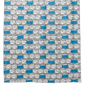 de heer Bump | Blauw patroon Douchegordijn (Voorkant)