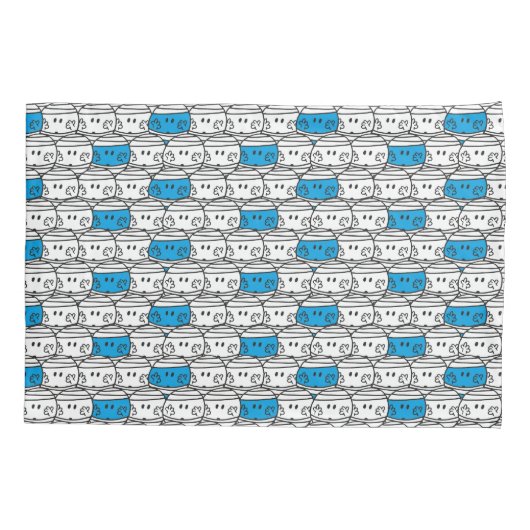 de heer Bump | Blauw patroon Kussensloop (Achterkant-Links)