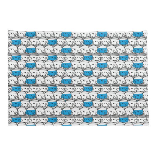 de heer Bump | Blauw patroon Kussensloop (Achterkant-Rechts)