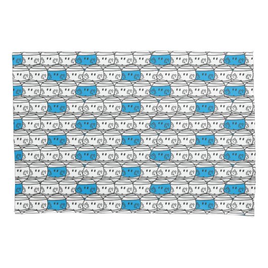 de heer Bump | Blauw patroon Kussensloop (Voorkant-Links)