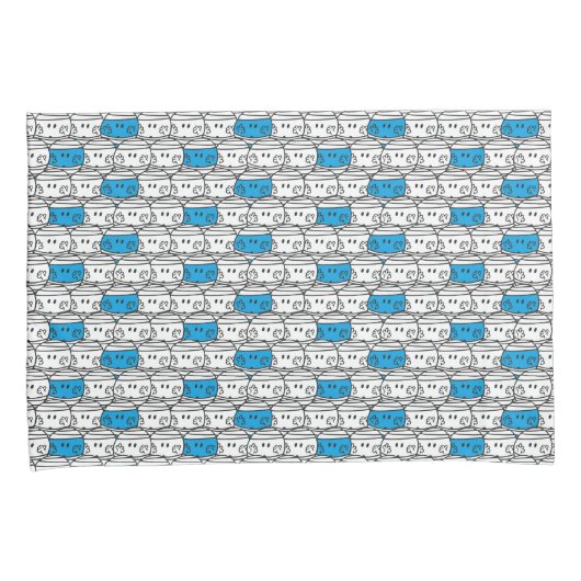 de heer Bump | Blauw patroon Kussensloop (Voorkant-Rechts)