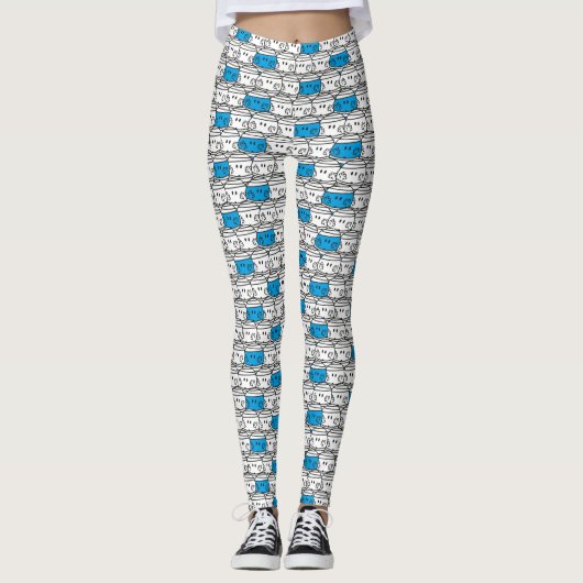 de heer Bump | Blauw patroon Leggings (Voorkant)