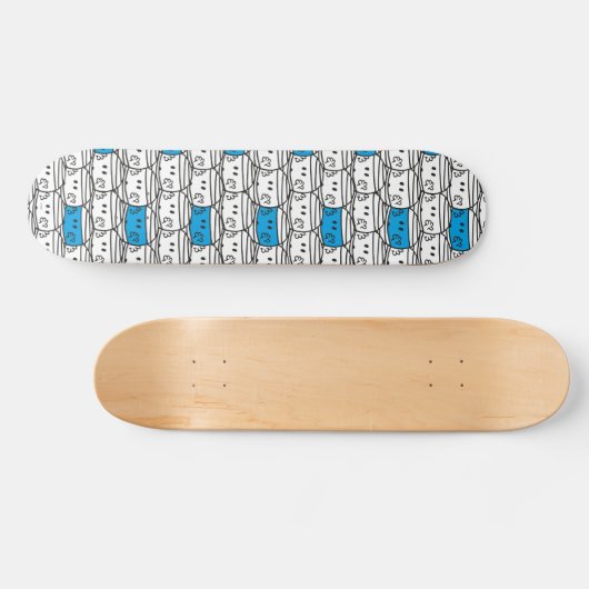 de heer Bump | Blauw patroon Skateboard (Horizontaal)